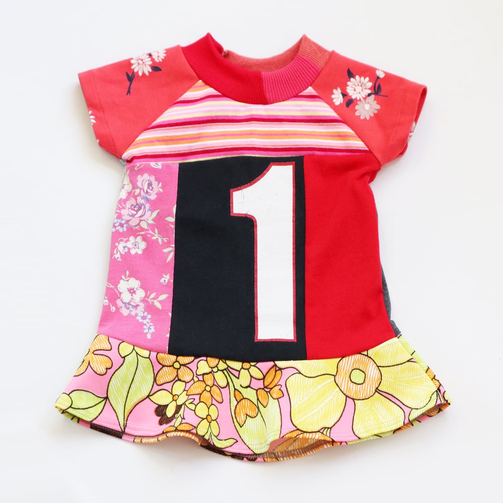 Image of floral tropical red 12m 1st 1 one first birthday bday short sleeve dress courtneycourtney