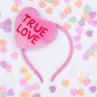 PINK TRUE LOVE CONVERSATION HEART FASCINATOR