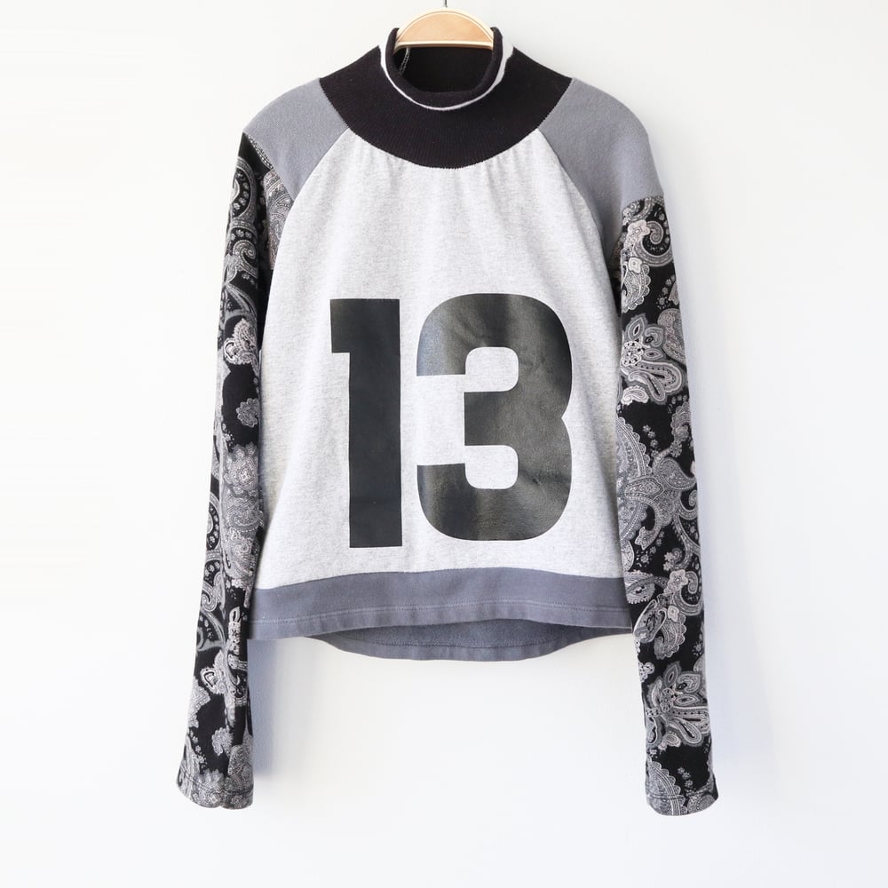 Image of gray SIZE 14 13TH thirteenth 13 teenager teen BIRTHDAY PARTY BDAY long sleeve crop top