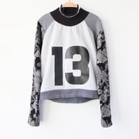 Image 1 of gray SIZE 14 13TH thirteenth 13 teenager teen BIRTHDAY PARTY BDAY long sleeve crop top
