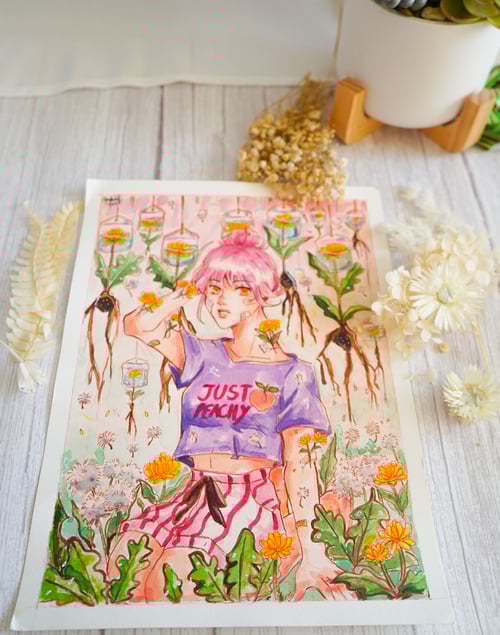 Image of Just Peachy Girl Original Watercolor