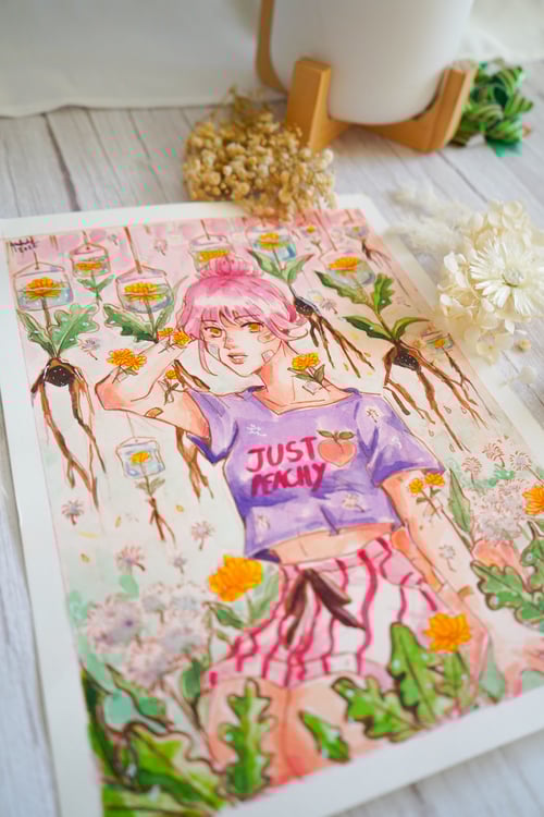 Image of Just Peachy Girl Original Watercolor