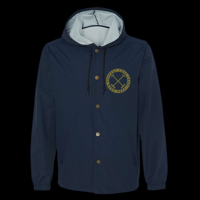 Support Your Local Park Crew  - Windbreaker Hooded Coach Jacket (Navy +  Gold Logo)