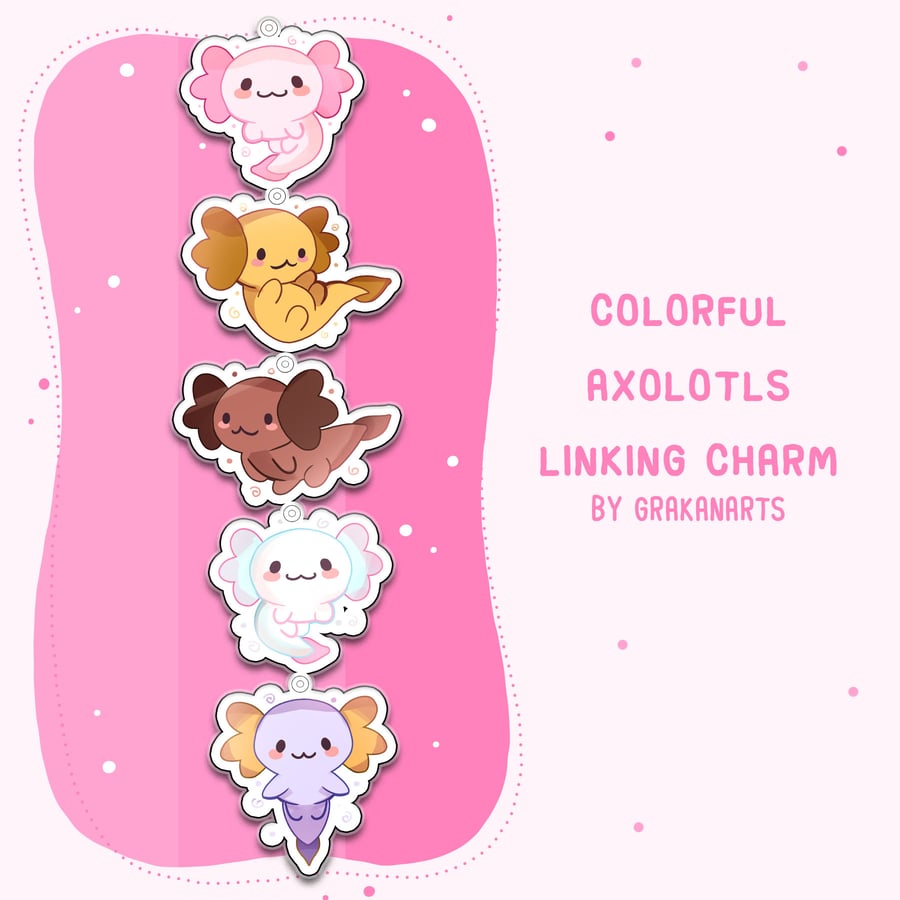 Image of Colorful Axolotl Linking Charm