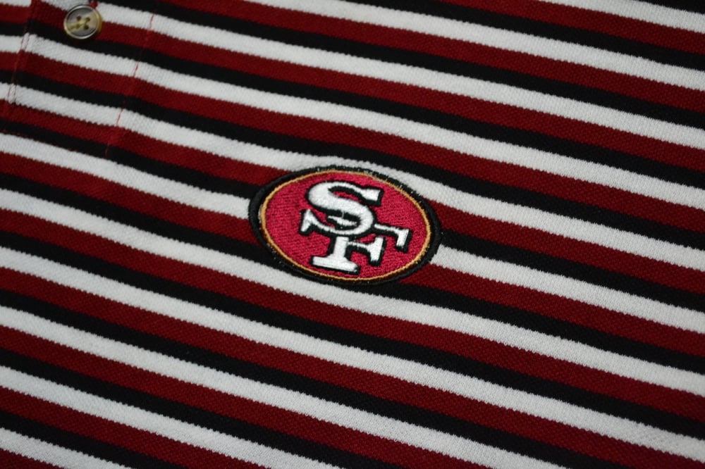 Image of Vintage 1998 San Francisco 49ers Striped Collared Shirt Sz.L