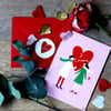 Carte couple Saint Valentin  avec cœur "je t'aime"- personnalisation possible