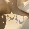 Angel Wing Necklace for Women Moissanite Ring Pendant