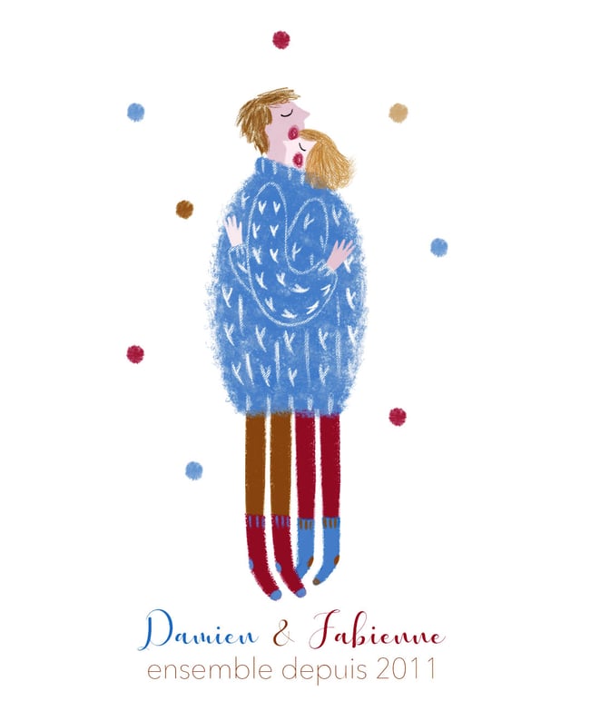 Affiche couple pull- personnalisation possible