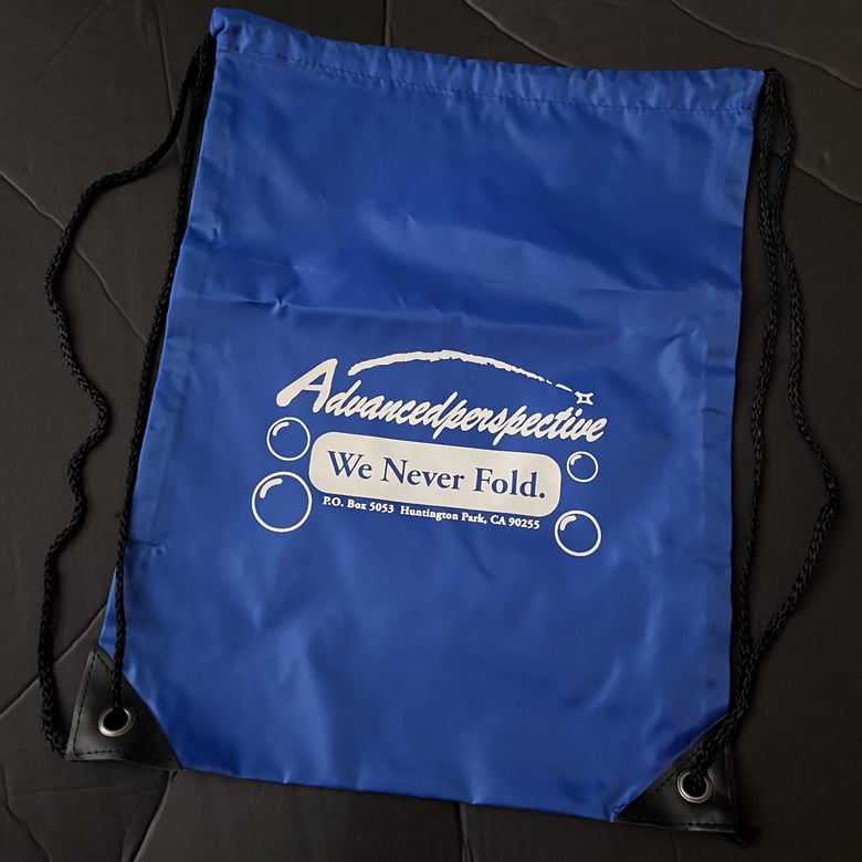 Image of "We Never Fold" Polyester Drawstring Backpack