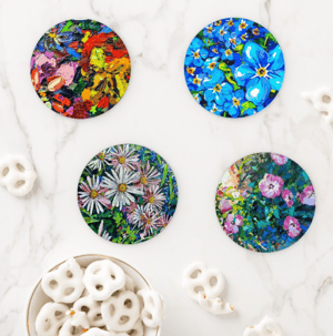Image of Textured Floral Acrylic Coaster Set