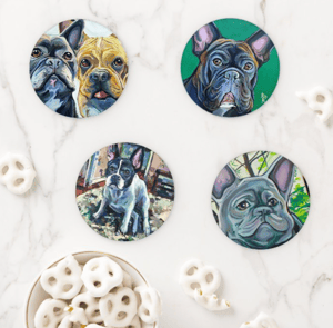 Image of French Bulldog Acrylic Coaster Set