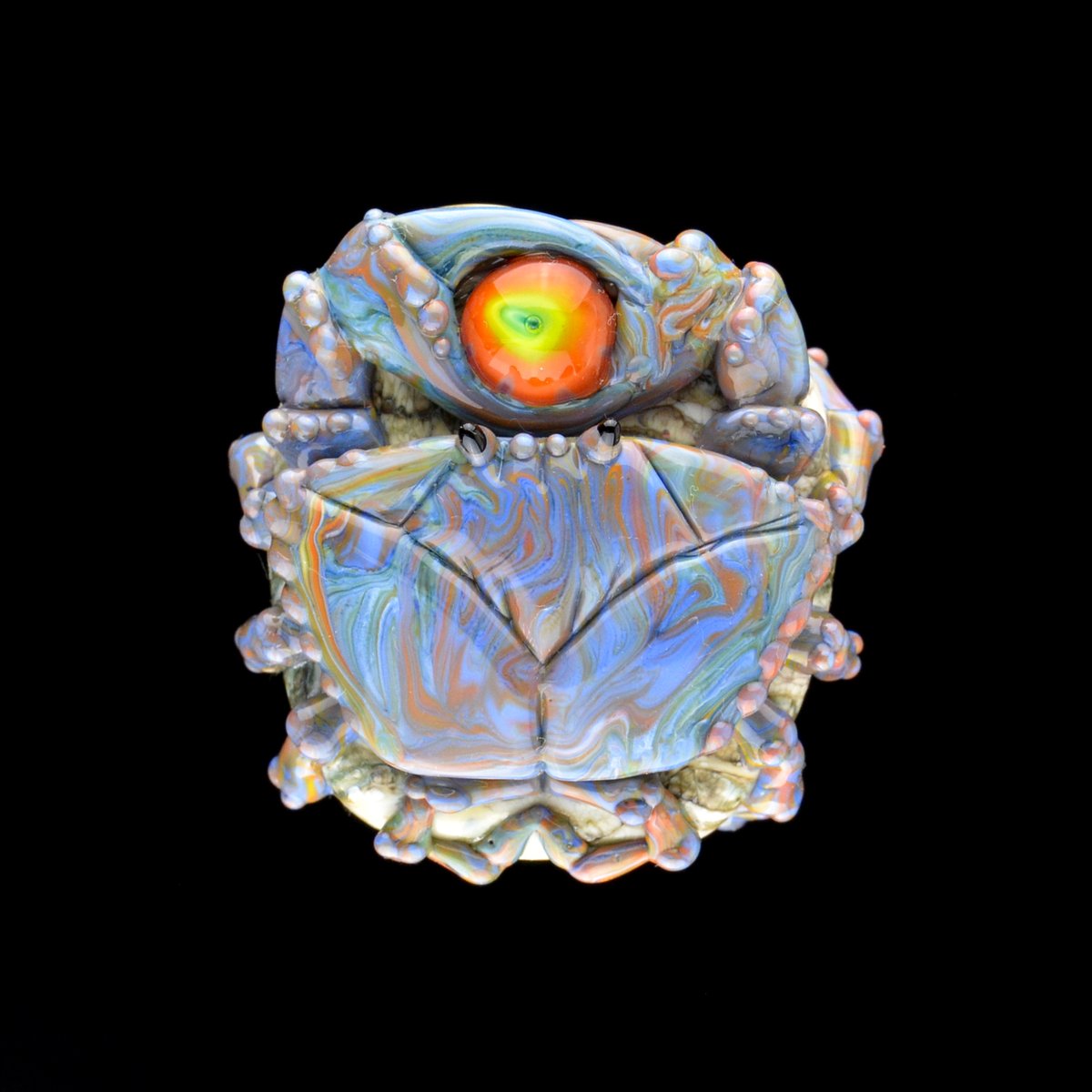 Image of XL. Streaky Blue Crab - Flamework Glass Sculpture Pendant Bead