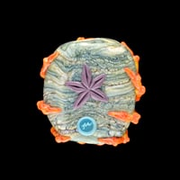 Image 2 of XL. Streaky Bright Orange Crab - Flamework Glass Sculpture Pendant Bead