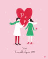 Carte couple Saint Valentin  avec cœur "je t'aime"- personnalisation possible