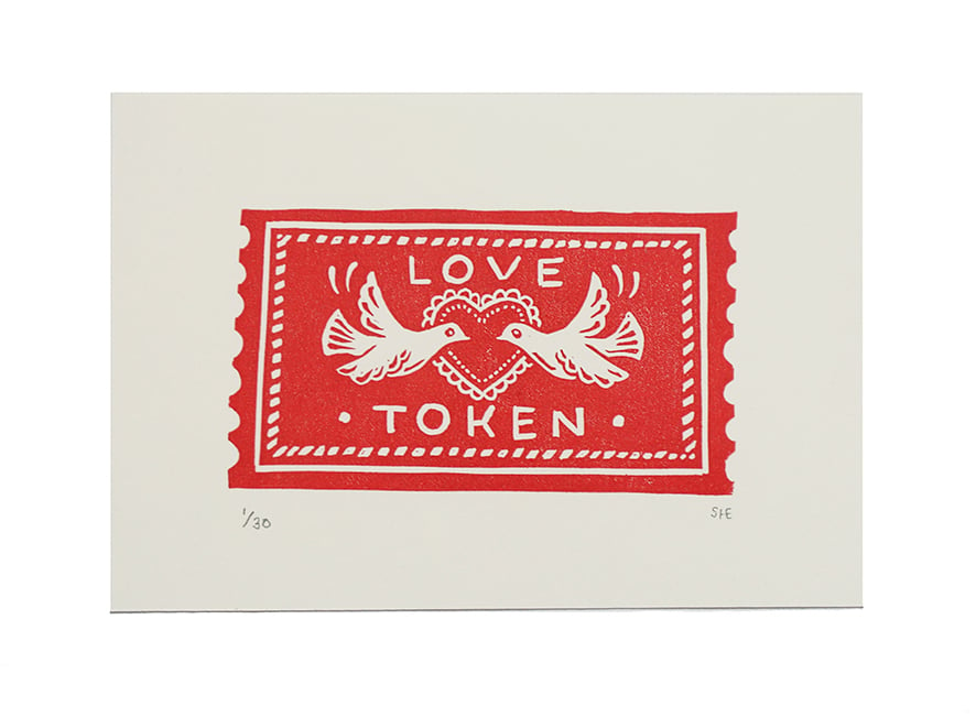 Image of Love Token - Linocut