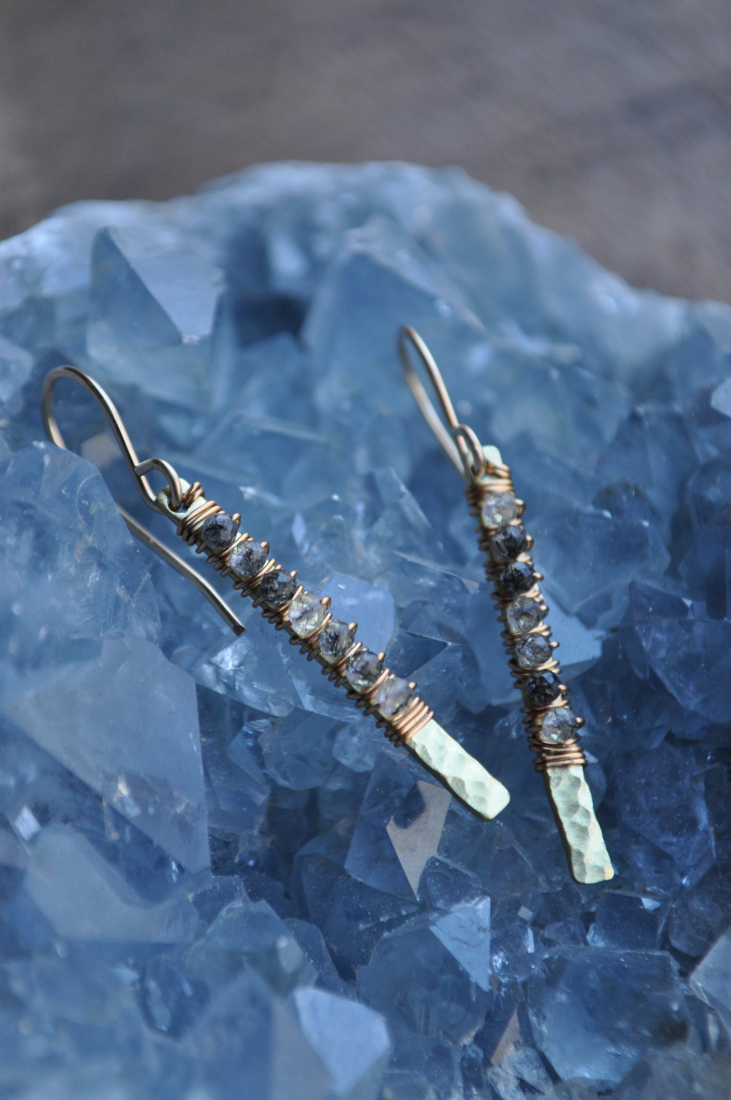 Image of Black Rutilated Quartz Bar Dangles