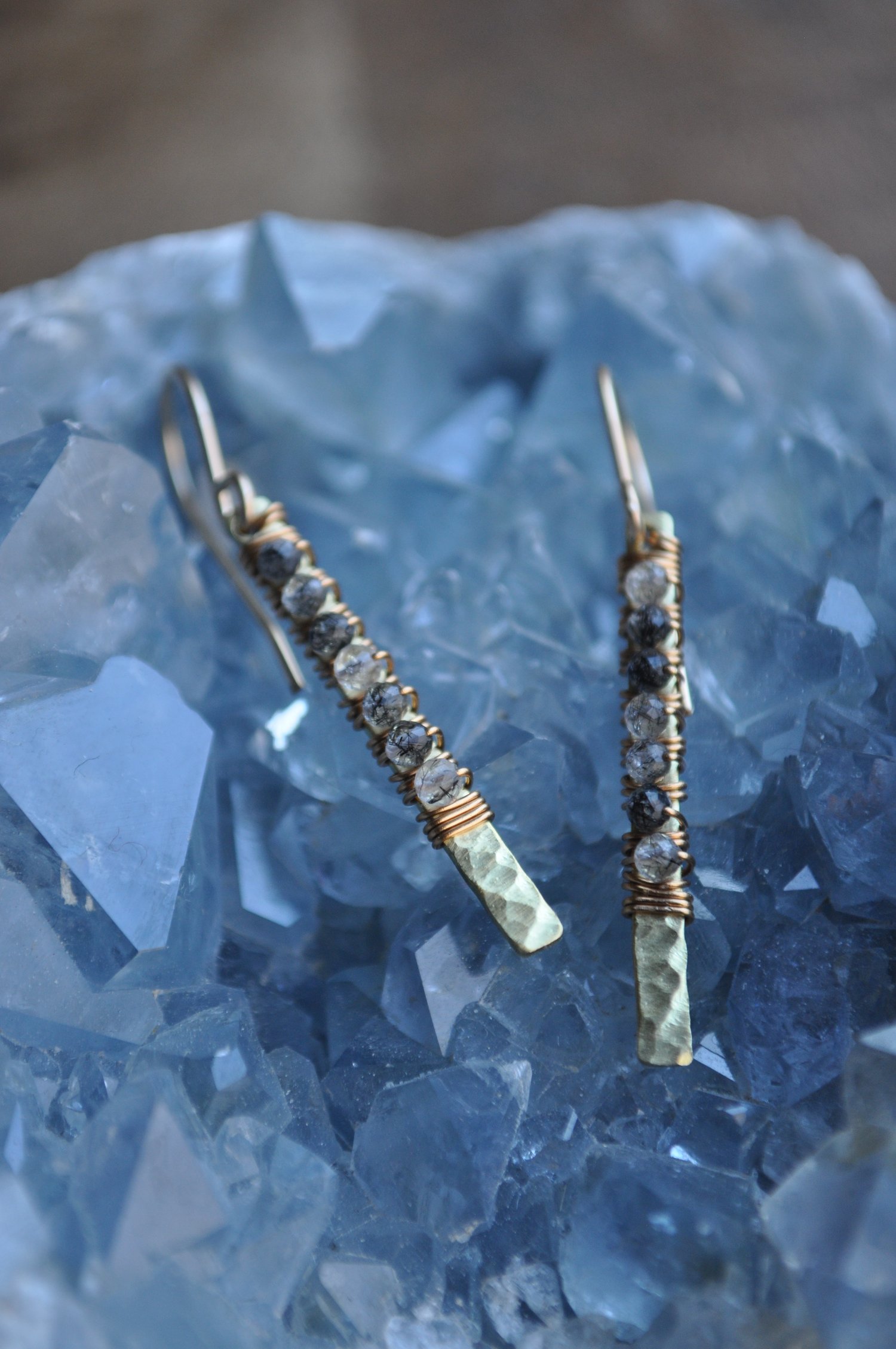 Image of Black Rutilated Quartz Bar Dangles