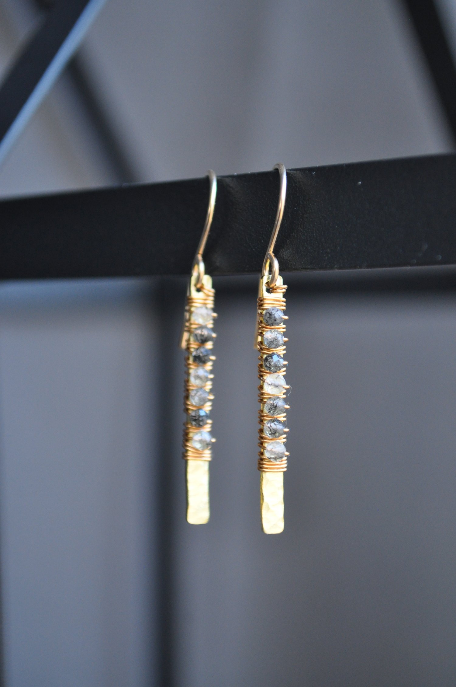 Image of Black Rutilated Quartz Bar Dangles