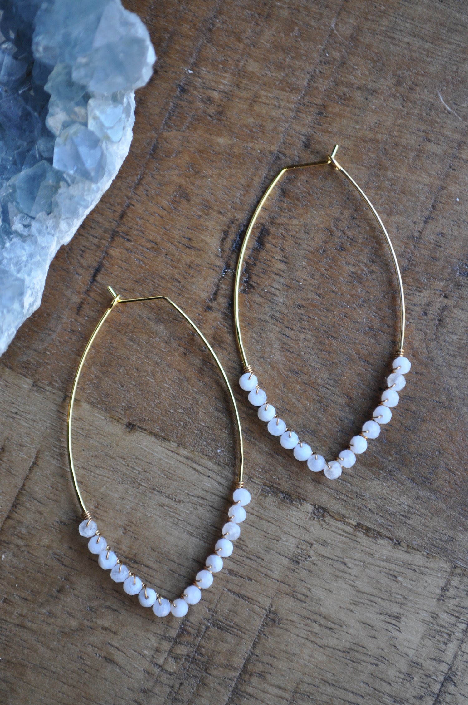 Image of Blue Lace Agate Marquise Hoops