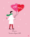 Affiche homme Saint Valentin avec ballons "toi" et "moi" - personnalisation possible