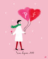 Affiche homme Saint Valentin avec ballons "toi" et "moi" - personnalisation possible