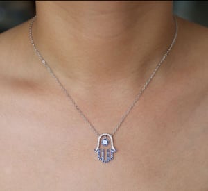 Image of Blue Hamsa Necklace 