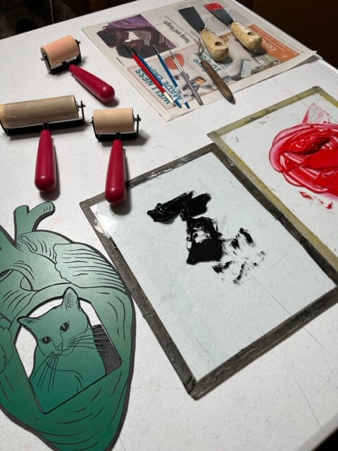 Image of Window in My Heart - First New Linocut for 2023!!