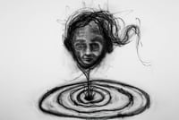 Image 2 of Manifesting to No One 18 x 24" [Original Charcoal Drawing Framed]
