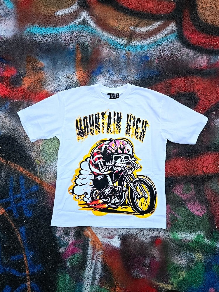 Image of Flame Skull Moto Tee