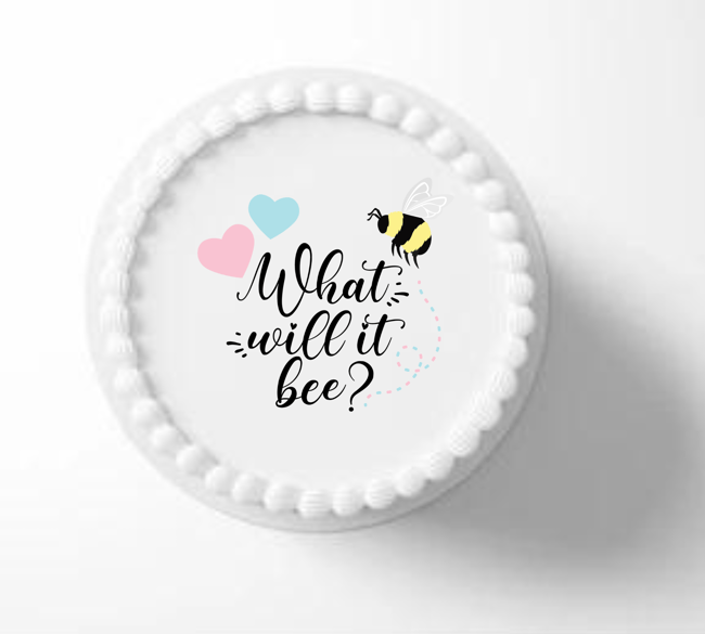 Baby Shower or Gender Reveal / He or She What will it BEE / Cupcake Cookie Cake Edible T