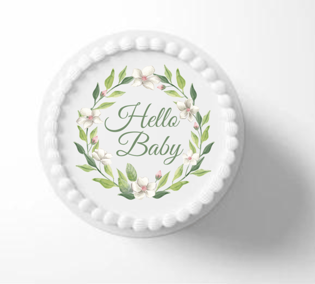 PERSONALISED Pre Cut Baby Shower Cupcake / Cookie Edible Toppers / Hello Baby / Option for Person