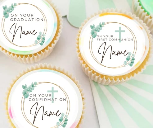 PERSONALISED Pre-cut Special Occasion Toppers / Cupcake Cookie Cake Edible Toppers / Bap