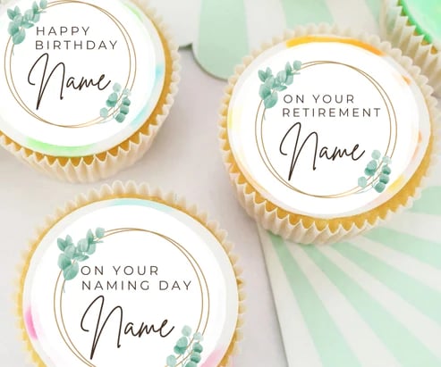 PERSONALISED Pre-cut Special Occasion Toppers / Cupcake Cookie Cake Edible Toppers / Bap