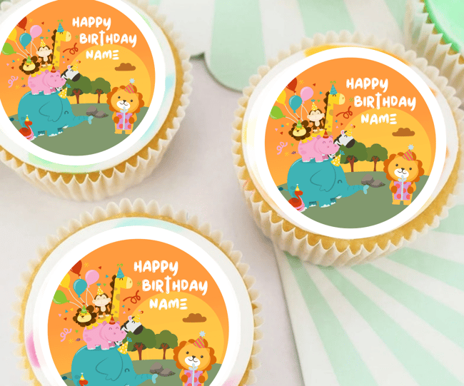 PERSONALISED Pre-cut Birthday AFRICIAN SAVANAH Toppers / Cupcake Cookie Cake Edible Topp