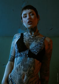 Image 1 of Black & White Zebra Lace Bra
