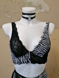 Image 2 of Black & White Zebra Lace Bra