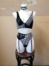 Image 3 of Black & White Zebra Lace Bra
