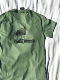 Image of different kind of cat tee in army green 