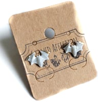 Image 1 of Ceramic & Gold Miniature Bat Earrings