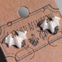 Image 2 of Ceramic & Gold Miniature Bat Earrings