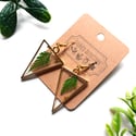 Pressed Fern & Gold Flake Triangle Earrings