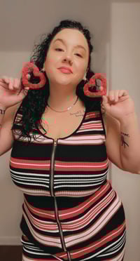 Image 2 of Fuzzy Heart Hoops