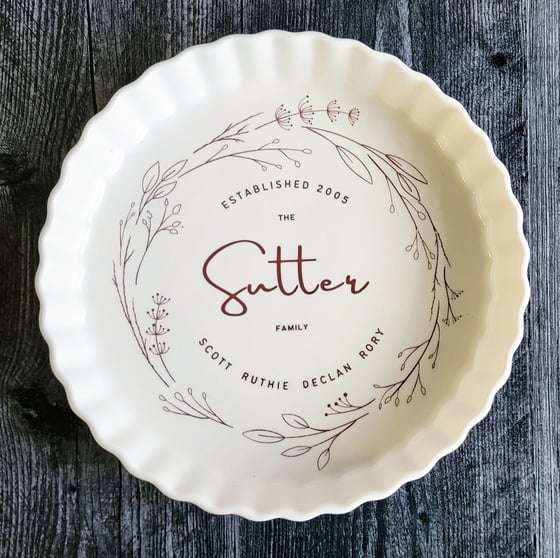 Image of Pie Dish With Family Names