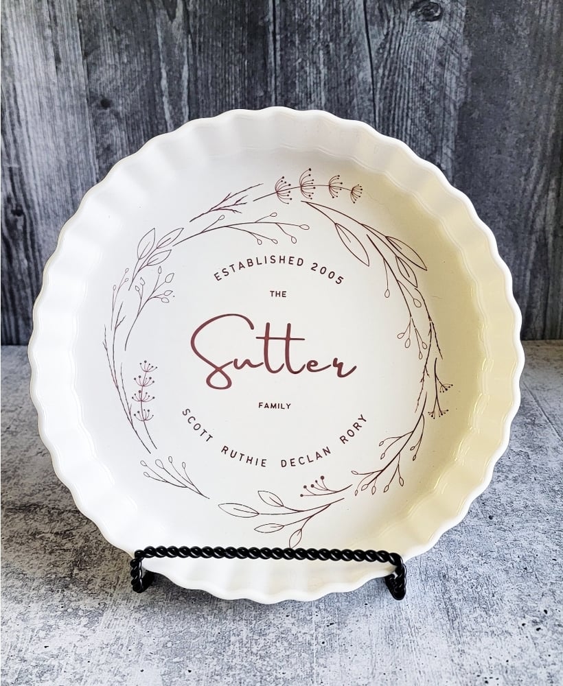 Image of Pie Dish With Family Names