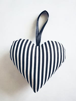 Image of Black & White Striped Heart Ornament