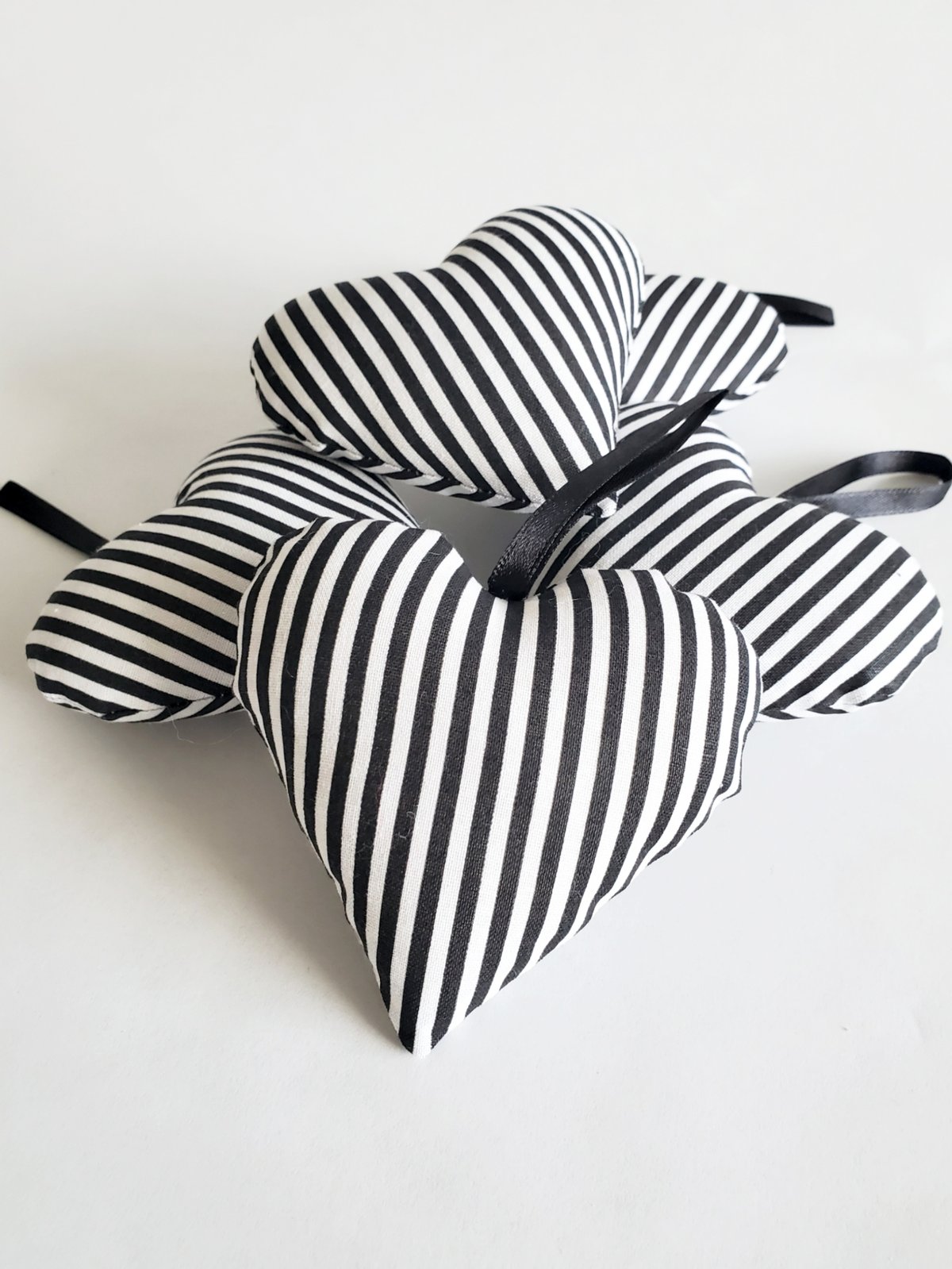 Image of Black & White Striped Heart Ornament