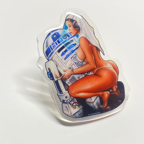 Image of "R2PIMP2" Jeremy Worst Sexy Star Wars Poster Wall Art Canvas Princess Leia r2d2