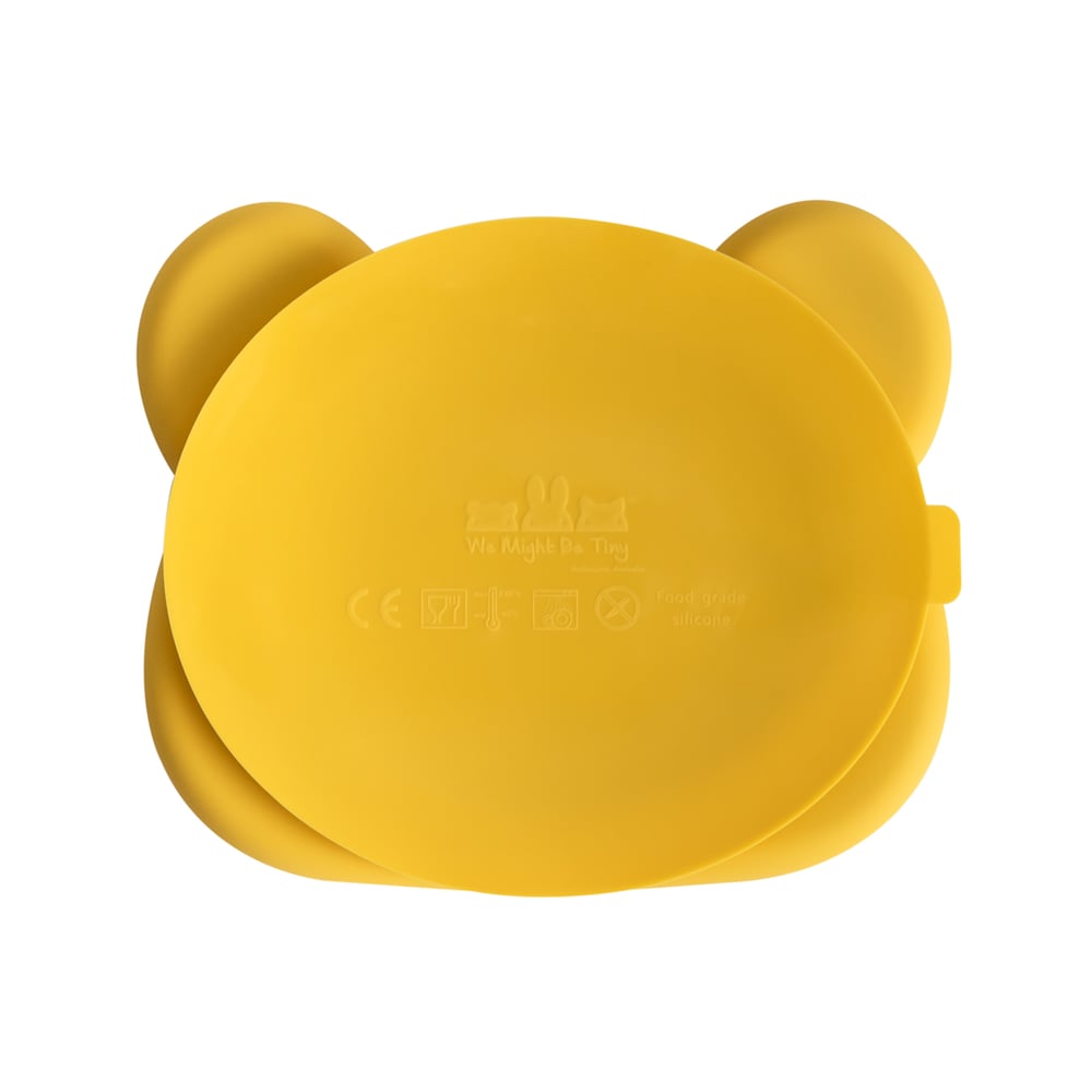 We Might Be Tiny Bear Stickie Plate Yellow