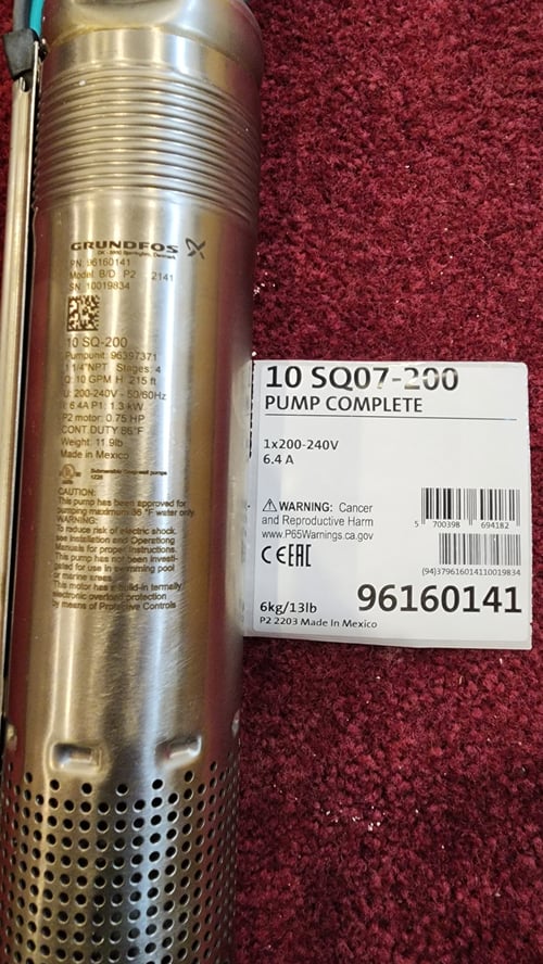 Grundfos SQ 200 10GPM 3 4Hp 3 Well Pump 240V H2o Mechanic grundfos-sq-200-10gpm-3-4hp-3-well-pump-240v-h2o-mechanic