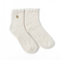 Image 1 of Cream & Blue plush socks